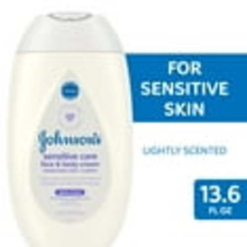Johnson's Sensitive Care Face and Body Baby Lotion Cream, Lightly Scented, Hypoallergenic, 13.6 FL OZ (400 mL)