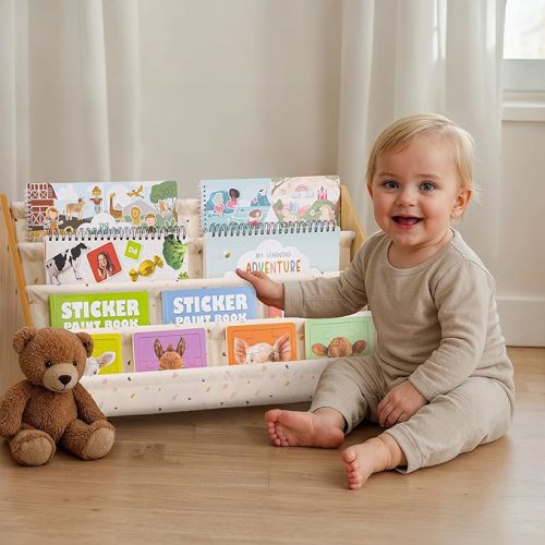 ZICOTO Decorative Wooden Bookshelf for Kids Rooms - Keeps Plenty of Books Neatly Organized & Within Reach for Toddlers - Easy Install Montessori Book Shelf for Baby's Bedroom or Playroom Decor