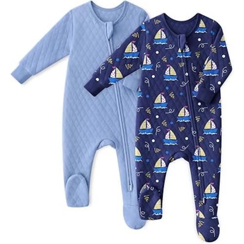 Yoofoss Baby Pajamas Organic Cotton Newborn Sleepers for 0-3 Months Boys Girls Clothes Footed PJs Footies Pajamas, Soft Warm