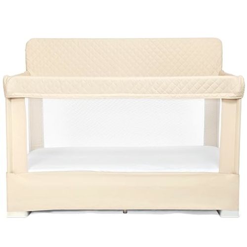 Baby Delight Lunaire Full Size Crib | Breathable Mesh Baby Crib | Tool-Free Assembly Baby Bed | 100% GOTS Certified Organic Cotton Fabric | Organic Oat