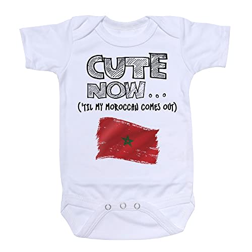 Cute Now... 'Til My Moroccan Comes Out Infant Baby Morocco Flag Short Sleeve Bodysuit Shirt