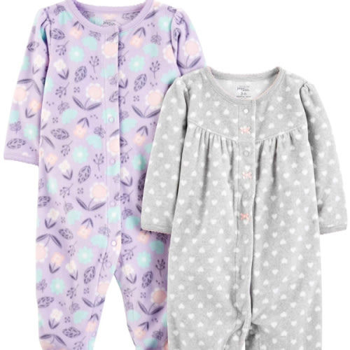 Simple Joys by Carter's Baby Girls' Fleece Footed Sleep and Play, Pack of 2
