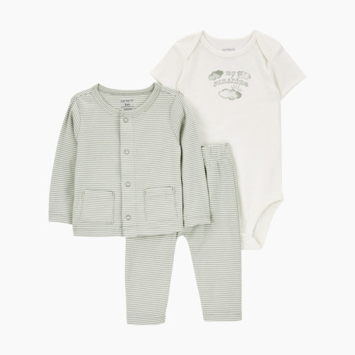 Carter's 3-Piece Little Cardigan Set - Green, Nb