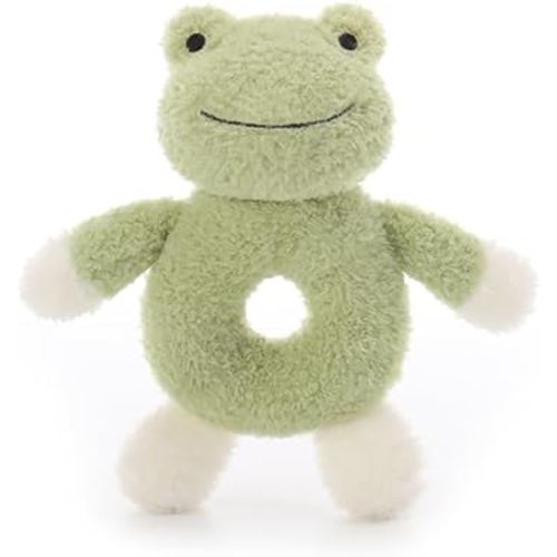 Apricot Lamb Baby Frog Soft Rattle Toy, Plush Stuffed Animal for Newborn Soft Over 0 Months (Frog, 6 Inches)