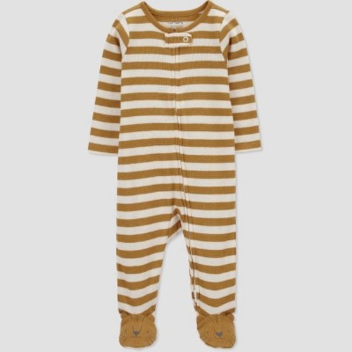 Carter's Just One You Striped Lion Footed Pajama - Brown/White, Size: 3M