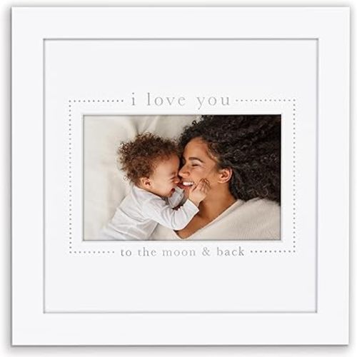 Americanflat Baby Picture Frame - Use as 4x6 Frame with 3 Interchangeable Mats or Display 8x8 Photos without Mat - Signature Collection - New Baby Picture Frames for Mom - White