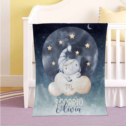 Scorpio Zodiac Nursery Blanket Personalized Horoscope Baby Blanket Birthday Gift Celestial Blanket Kids Custom Name Blanket Baby Shower Gift