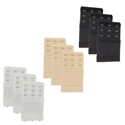 Adjustable 3-Hook Bra Band Extension Set: Elastic Extenders9-pack (3 each Black, White, Beige)) by More of Me to Love