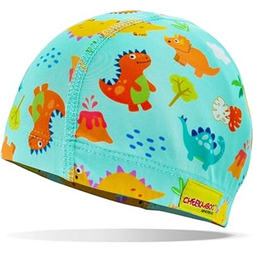 Swim Cap for Kids, Soft, Stretchable Spandex Swimming Hat, Quick-Dry Toddler and Kids Swimming Cap for 2-8 Years Old, Ideal for Beach and Pool