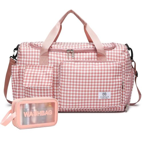 Small Gym Bag for Women, Travel Duffle Bag Carry On Weekender Bag with Shoe Compartment