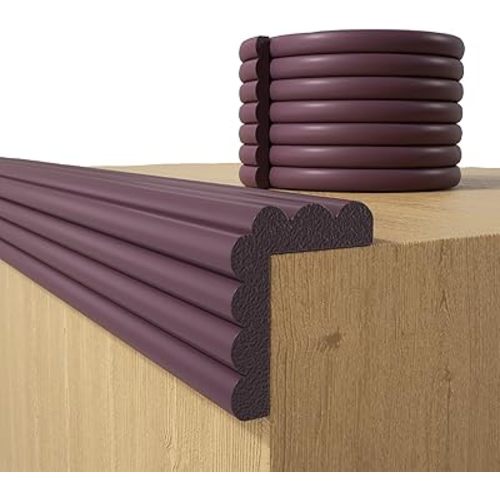 Baby Proofing Wall Corner Protector,Edge Guard Corner Protector,6.56ft Thinken Soft Corner Protectors Pre-Taped Soft Rubber Foam Edge Cushion for Furniture (Brown, 6.56Ft x 11.8" W x 0.47" Th)