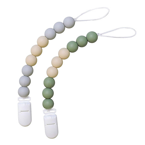 Moocorvic 2Pcs Silicone Pacifier Clip Holder with One Piece Design, Soft Flexible Clips with Texture for Baby Boy and Girl