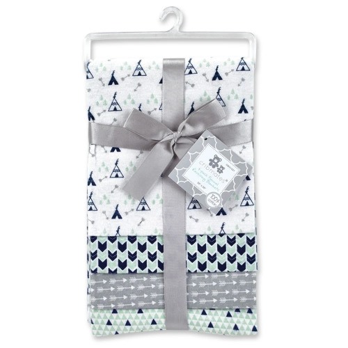 Cribmates Boys Cotton Flannel Receiving Triangle Baby Blankets (4 Count)