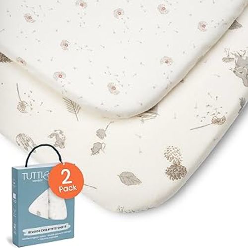 Tutti Bambini Premium Bassinet Sheets (2 Pack) - Soft & Breathable Bamboo Viscose Jersey, Double-Strength Bedside Sleeper Sheets, Fits Mattresses from 20.8 x 31.5 in to 23.6 x 35.4 in (Cocoon)