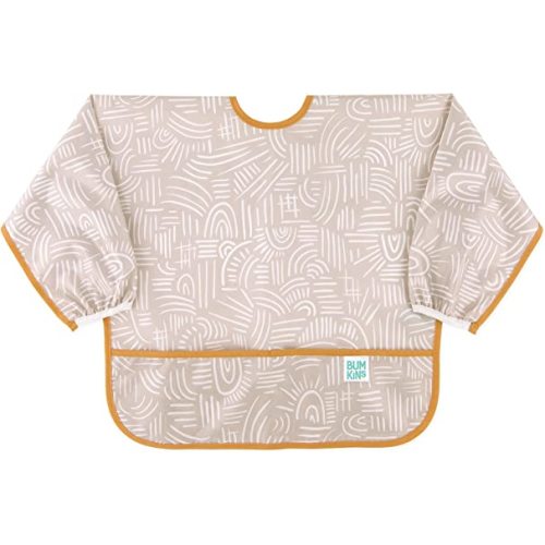 Bumkins Sleeved Bib Baby Bib, Toddler Bib, Smock, Waterproof Fabric, Fits Ages 6-24 Months