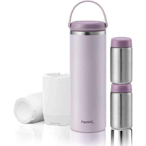 Papablic Innovative 360° CapsuleChill Breastmilk Cooler for 36H Safe Storage, 20oz Stress-Free Portable Breast Milk Chiller with 2pcs Stainless Steel Baby Bottles for Work & Travel, Mint Green