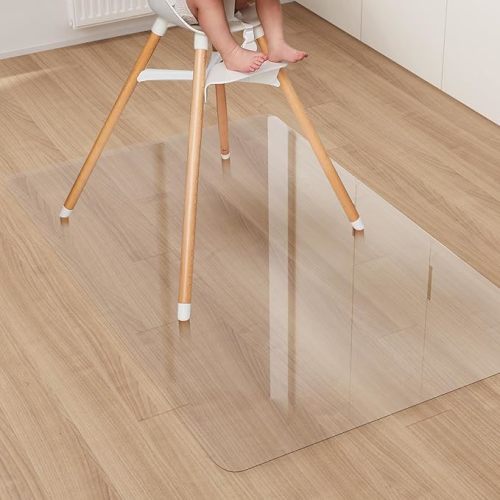 Area Floor Mat for Under High Chair, 4'×6' Transparent No Slip Waterproof Vinyl Area Rug for Home, Spill Resistant Hard Floor Protector Cover for Kitchen, Easy Clean Splat Mat