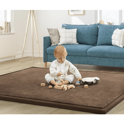 Baby Play Mat for Floor Tummy Time Mat Nursery Muscle Area Rug Playroom Tatami 79"x118" Memory Foam 1.3" Thick Crawling For Babies,Toddlers, Infants, Kids,Floor,Coffee