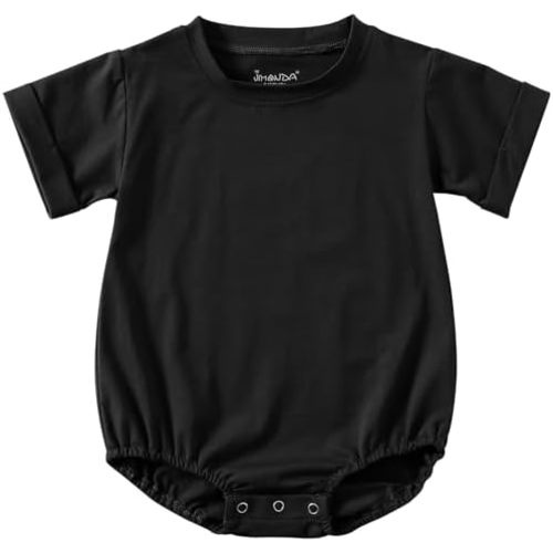 Jimonda Baby Boy Girl Bubble Romper Solid Color Bodysuit Short Sleeve Cotton T-Shirt
