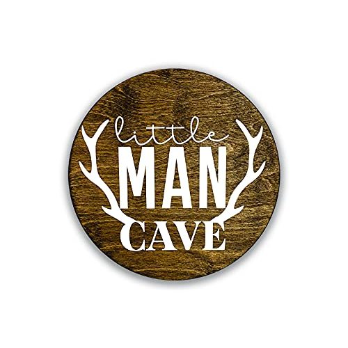 Little Man Cave, 12" Wood Wall Sign for Nursery, Bedroom, Living Room, Rustic Home Decor, Crib Decorations, Woodland Aesthetic, Gift for Newborn Boys, New Mom, Handmade, Hickory Hollow Designs