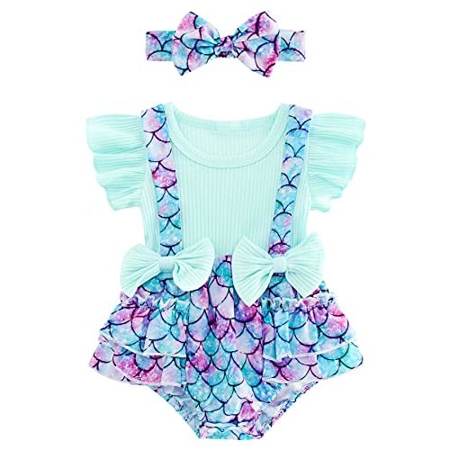 UNICOMIDEA Baby Girls Onesie Rompers Newborn Sleeveless One-Pieces Jumpsuits Pom Pom Onesie with Headband 0-24 Months