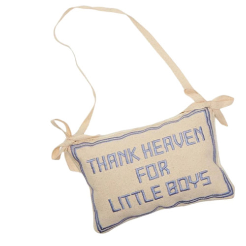 Thank Heaven Embroidered Pillow Door Hanger - Boys/ Blue - Sweet E's Children's Boutique