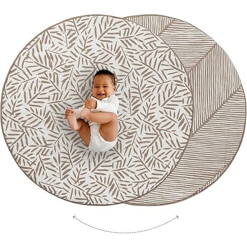 Toddlekind Organic Cotton Reversible Play Mat – 48" Handmade Blanket for Floor Activities, Tummy Time, Nursery Decor, and Family Comfort 0m+ Tan (Taupe)