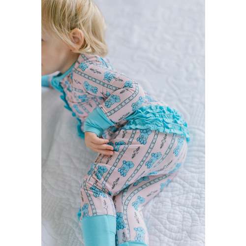 Pink and Blue Poodle Bamboo Romper I Poppy Kids Co