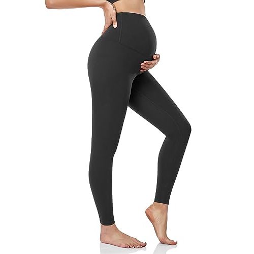 HOFISH Women's Maternity Leggings Over The Belly Soft Non-See-Through Workout Yoga Pants Pregnancy Leggings