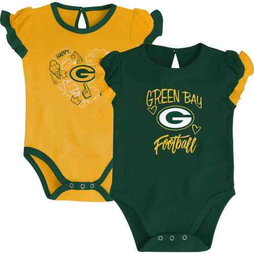 Gerber Awesome Packers Baby Girl Bodysuit, Footed Pant & Cap Set