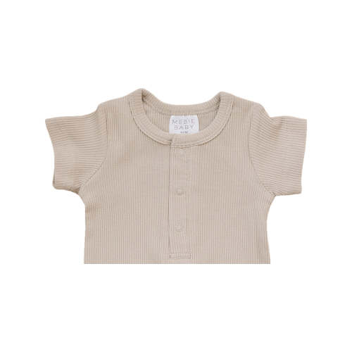Oatmeal Organic Cotton Ribbed Snap Bodysuit