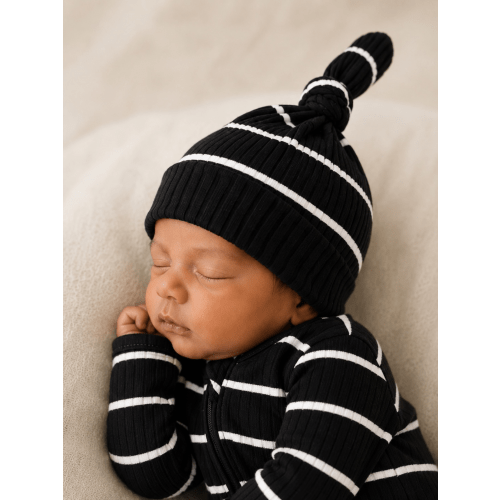 Black/White Stripe / Ribbed Beanie – SpearmintLOVE