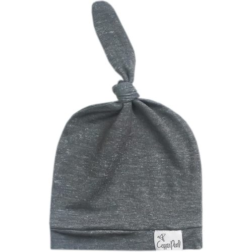 Copper Pearl Baby Beanie Hat Top Knot Stretchy Soft Slate