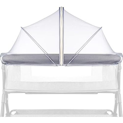 Bassinet Cover Mosquito Net for Babies to Keep Insects/Bugs/Cats Out, Toddler Bassinet/Bedside Sleeper/Crib Net with Two-Way Zippers & Storage Bag, Breathable Mesh Holes, White