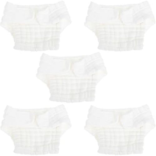 Healifty Newborn Diapers 5pcs Diaper Baby Cloth Newborn Pure Cotton Mustard White Washable Baby Diapers