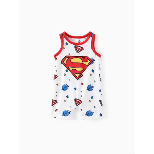Justice League Baby Boy Allover Print Tank Romper