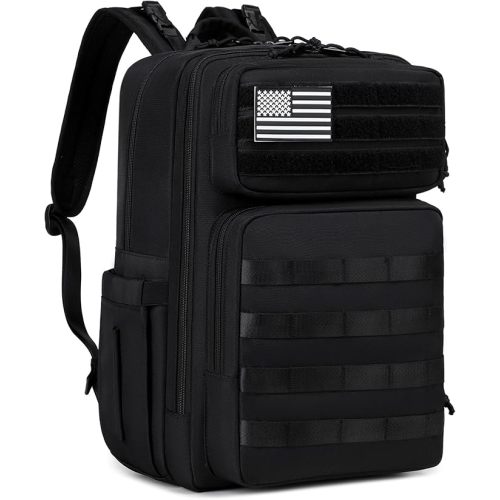 LORADI Dad Diaper Bag with Insulated Pockets, Stroller Clips and Luggage Sleeve for Travel, Large Tactical Diaper Bag for Men, Black