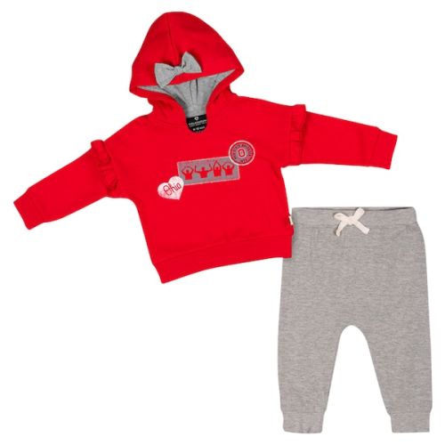 Ohio State Buckeyes Colosseum Girls Infant Patches Fleece Pullover Hoodie and Pants Set - Scarlet
