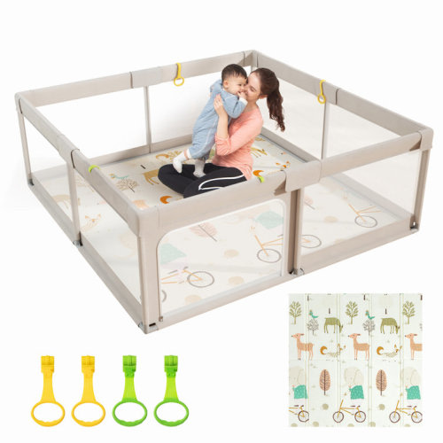 Baby Playpen with Mat, 59x59inch Playpen for Babies and Toddlers, Extra Large Baby Playpen