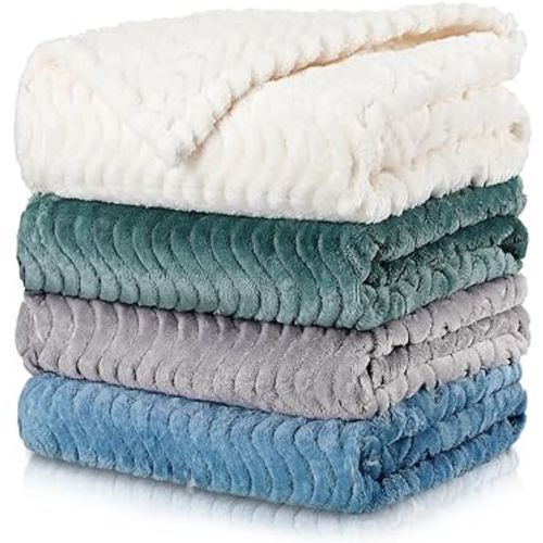 Frienda 4 Pcs Baby Fuzzy Blanket Fluffy Baby Blanket for Boys Girls Soft Warm Infant Newborn Toddler Receiving Nursery Bed Supplies, 32 x 24 Inch(Light Color)