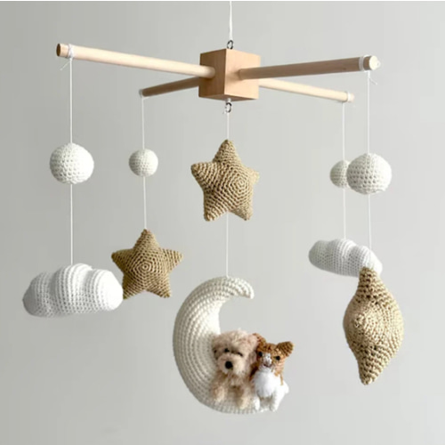 Pet Moon Brown | Custom Crochet Pet Nursery Baby Mobile – My Dollfy