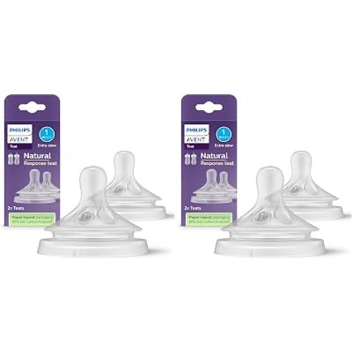 Philips Avent Natural Response Teats, 0 Month, Flow 1, 4-Pack, SCY961/02