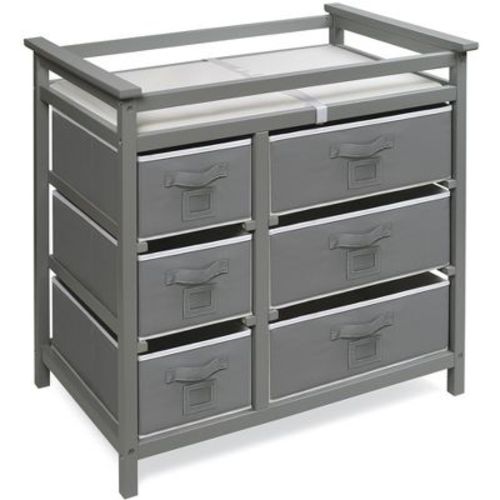 Modern Baby Changing Table with Six Baskets (Gray/White)