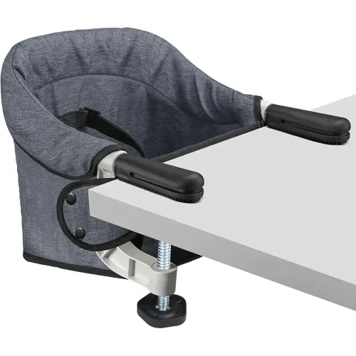 Hook On High Chair, Jozzve Baby High Chair, Portable High Chair for Travel, Foldable Fast Table Chair with Storage Bag, Baby Feeding Seat Clip On High Chair for Home and Travel (Grey)
