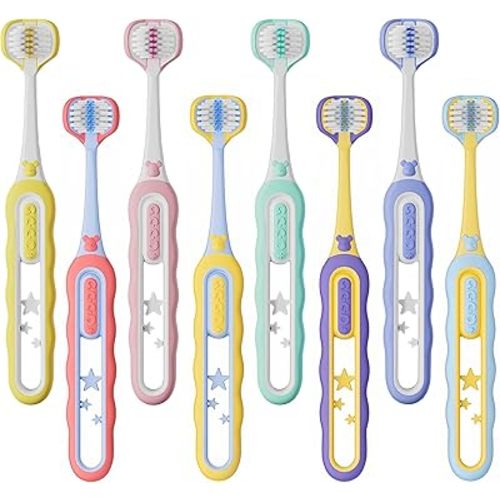 EASICUTI Soft Toddler Toothbrushes, Efficient 3 Sided Toothbrush, Baby Toothbrush 12 Months and up, Infant Tooth brush, Toddler Training Tooth brush for Ages 1-8 Years, Cleans All Sides-8 Pack, Patent