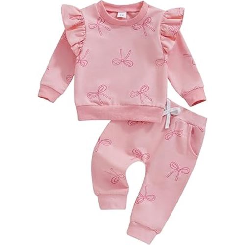 MERSARIPHY Baby Girl Outfits Fall Infant Girl Winter Clothes Cute Print Long Seeve Sweatshirt Tops Pants Set Toddler Clothing