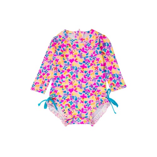 Baby Girls Long Sleeve UPF50+ One Piece Rash Guard, 6-12M