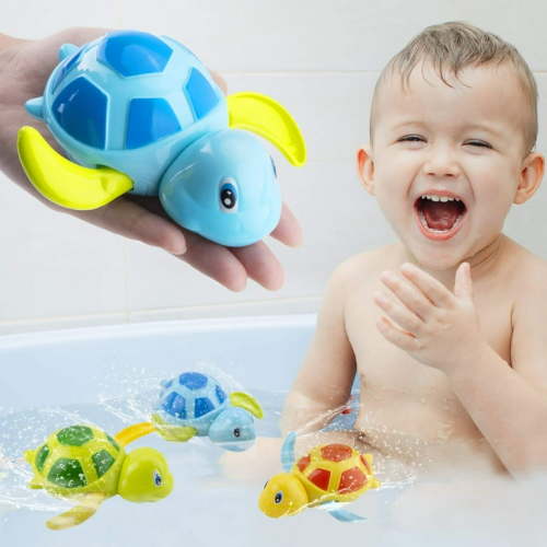 Baby Bath Toys 3 pcs,Baby Bathtub Wind Up Turtle Toys, Cute Fun Multi Colors Floating Bath Animal Toys for Kids Toddlers, Child Pool, Swimming Clockwork Water Toys for Boys and Girls