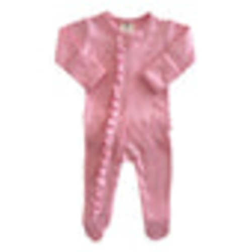 Pink / Organic Ribbed Frill Zip Footie – SpearmintLOVE