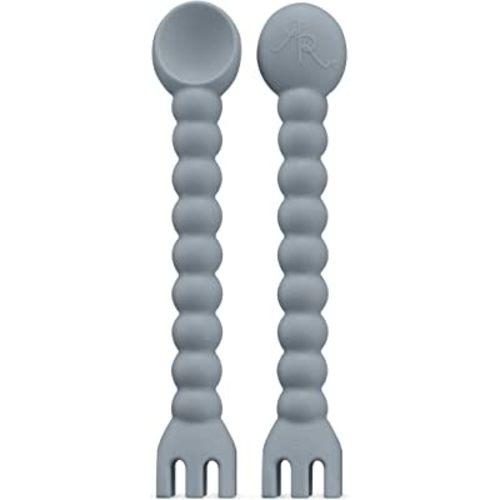 Ryan & Rose Cutie Tensils Baby Spoon and Fork [2 Pack] (Charcoal)